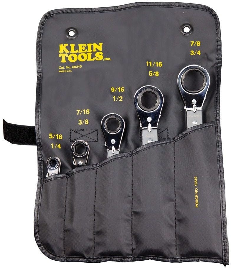 Klein 68245 Reversible Ratcheting Box Wrench Set, 5-Piece