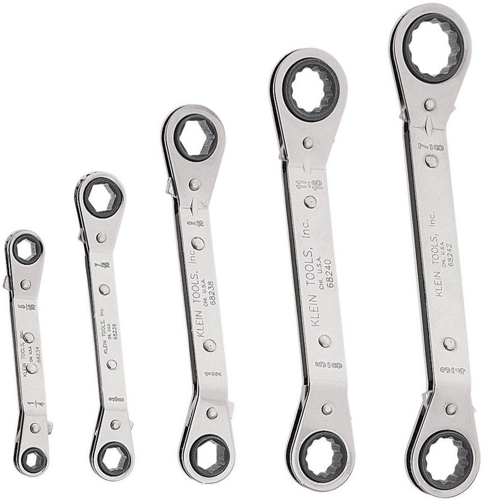 Klein 68245 Reversible Ratcheting Box Wrench Set, 5-Piece