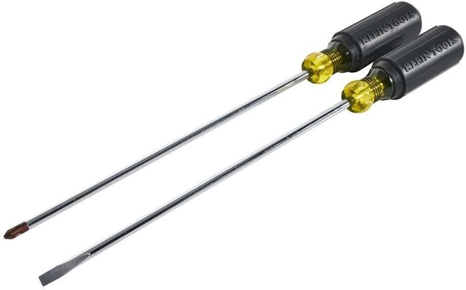 Klein 85072 Screwdriver Set, Long Blade Slotted and Phillips, 2-Piece