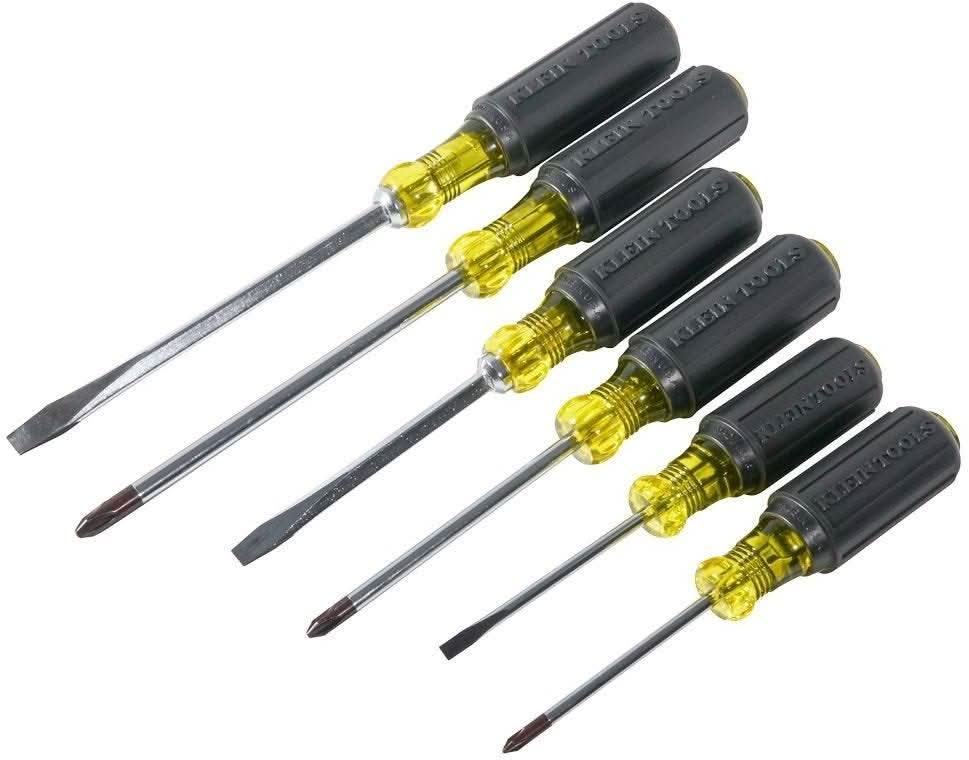 Klein 85074 Screwdriver Set, Slotted and Phillips, 6-Piece