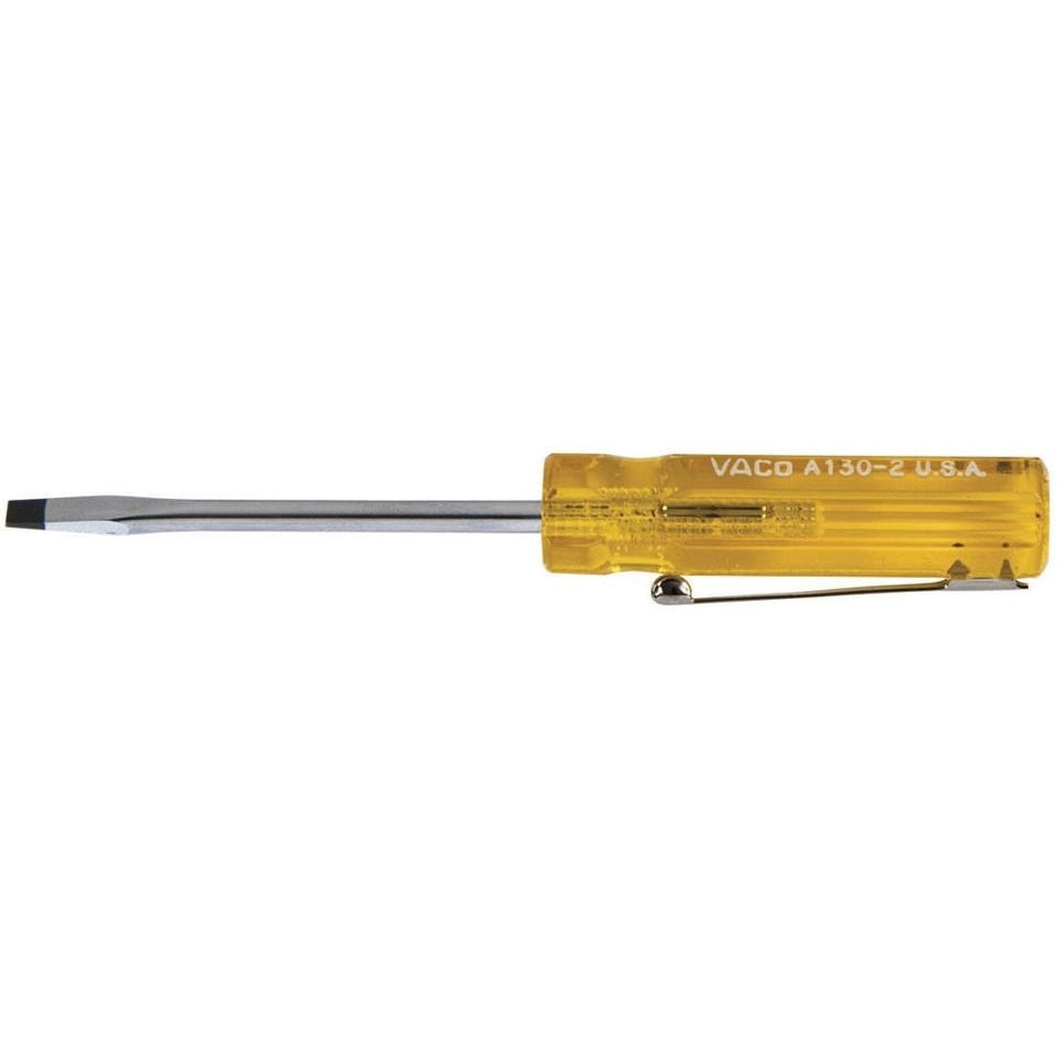 Klein A130-2 Pocket-Clip Screwdriver - 1/8" Cabinet-Tip