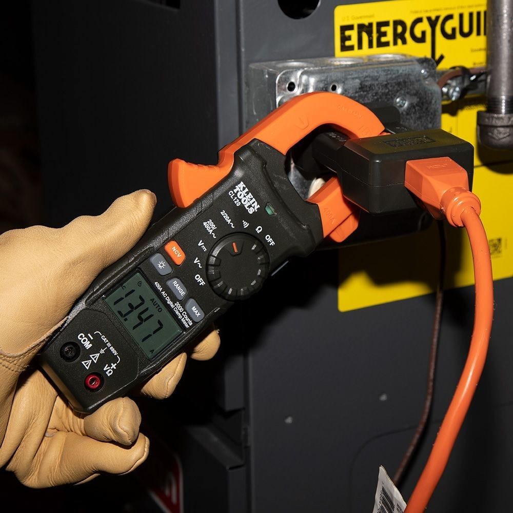 Klein CL120 Digital Clamp Meter, AC Auto-Ranging 400 Amp