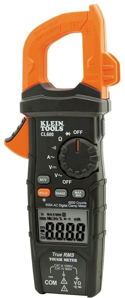 Klein CL600 Digital Clamp Meter, True RMS, AC Auto-Ranging, 600 Amps