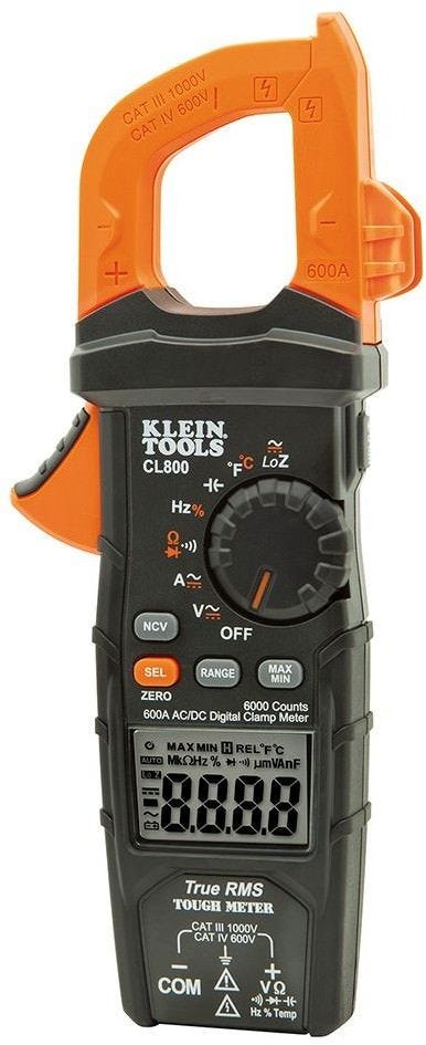 Klein CL800 Digital Clamp Meter, AC Auto-Range TRMS, Low Impedance (LoZ), Auto Off