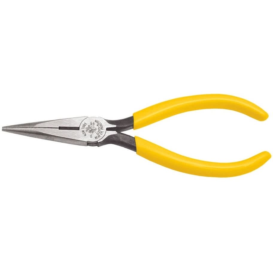 Klein D203-6 6" Standard Long-Nose Pliers - Side-Cutting