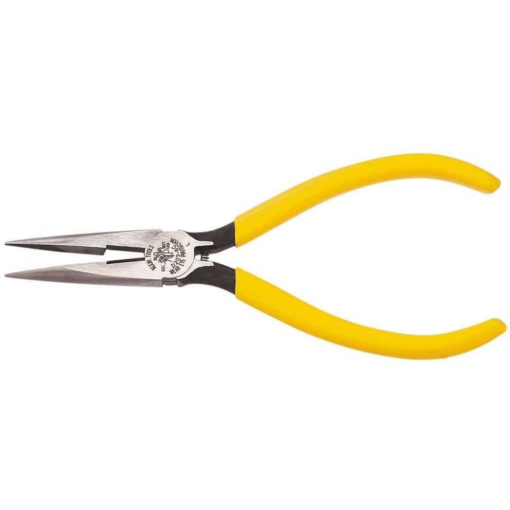 Klein D203-6C 6" Standard Long-Nose Pliers - Side-Cutting with Spring
