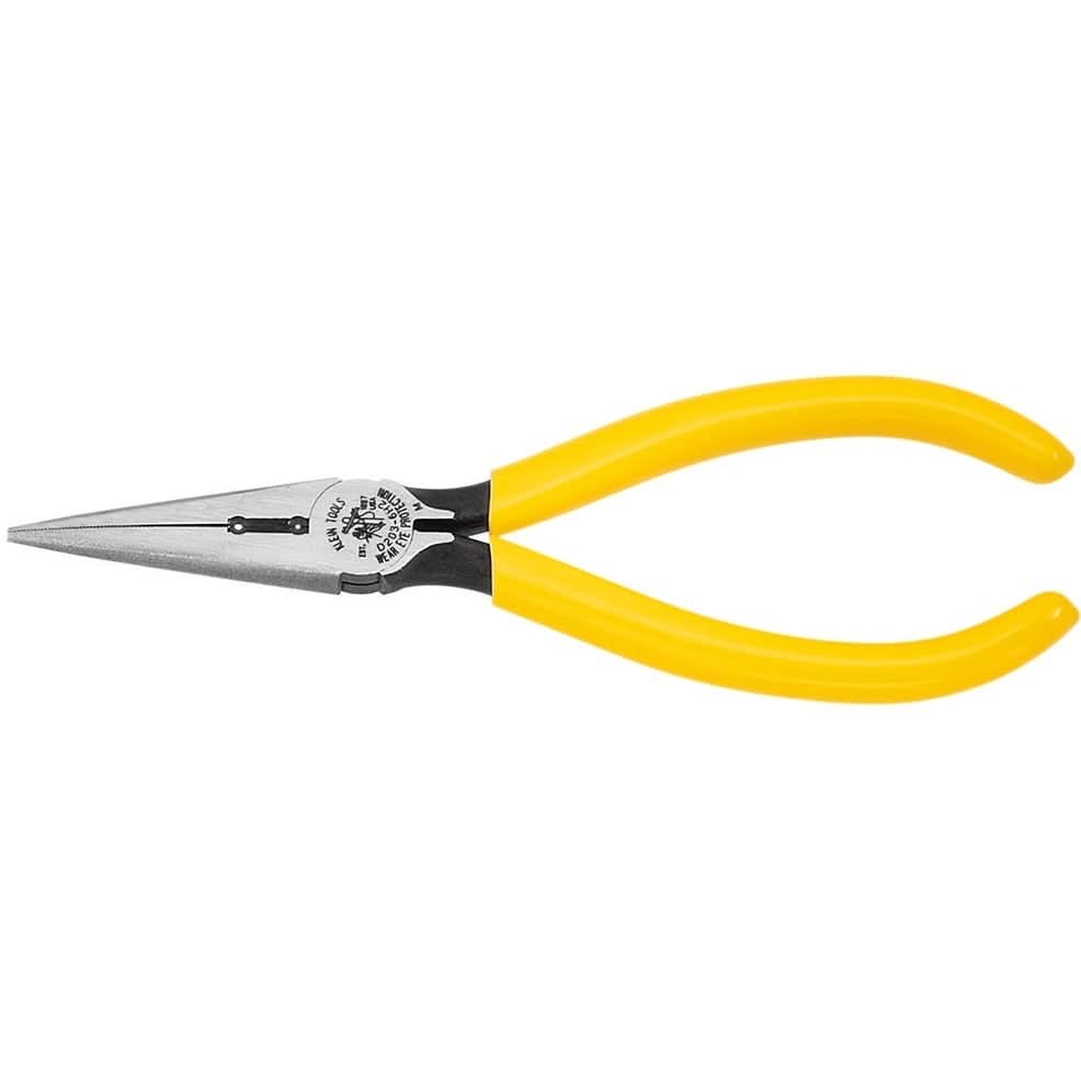 Klein D203-6H2 6" Standard Long-Nose Pliers - Side-Cutting & Switchboard Work