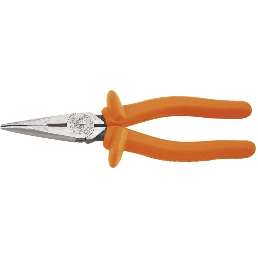 Klein D203-8-INS 8" Insulated Heavy-Duty Long-Nose Pliers - Side-Cutting