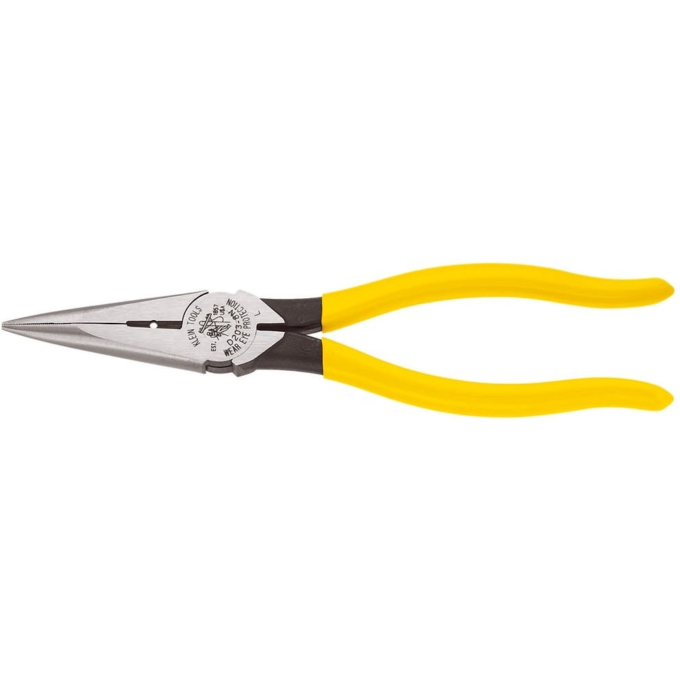 Klein D203-8N 8" Heavy-Duty Long-Nose Pliers - Side-Cutting & Wire Stripping