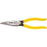Klein D203-8NCR 8" Heavy-Duty Long-Nose Pliers - Side-Cutting, Wire Stripping & Crimping