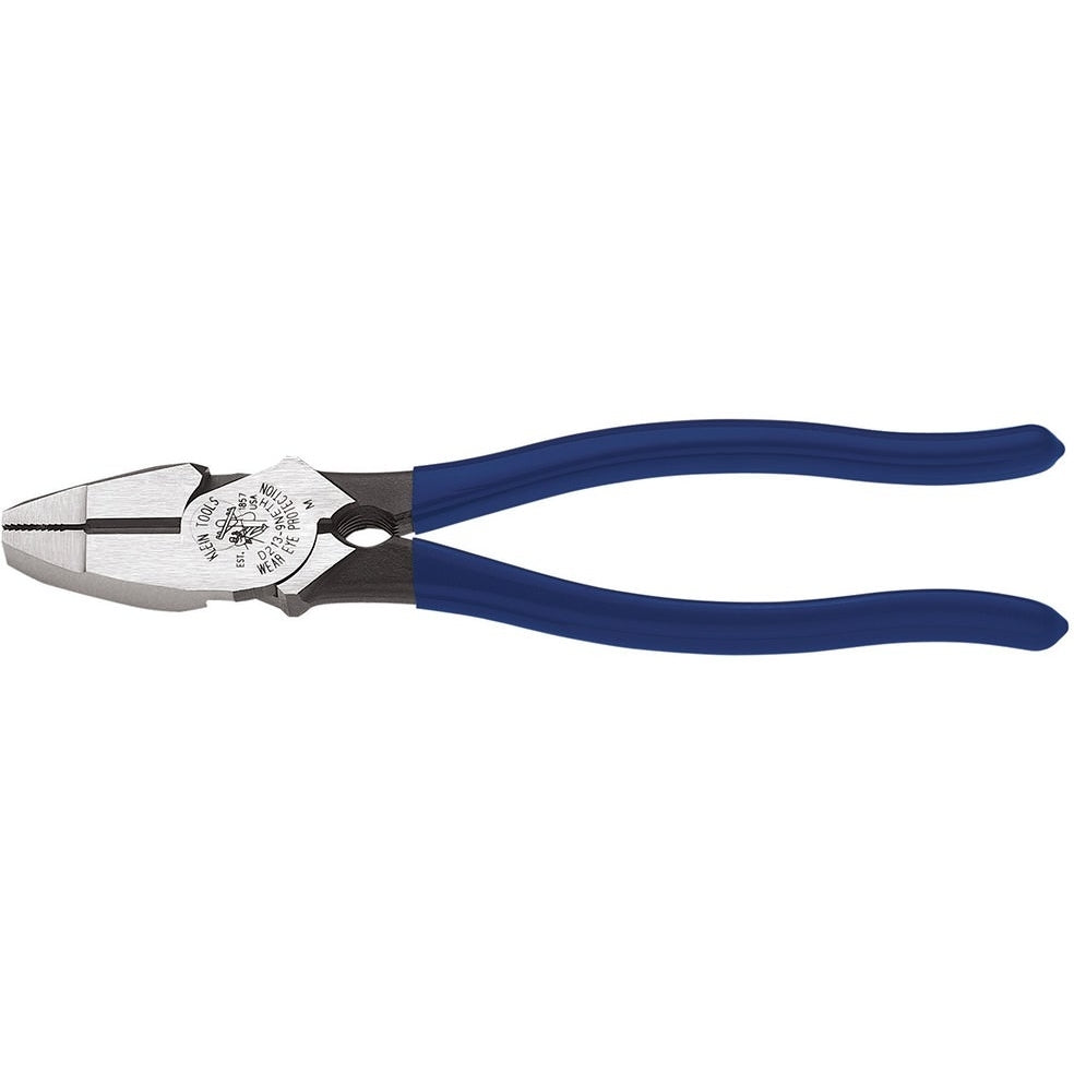Klein D213-9NETH 9" High-Leverage Side-Cutting Pliers - Lineman's Bolt-Thread Holding