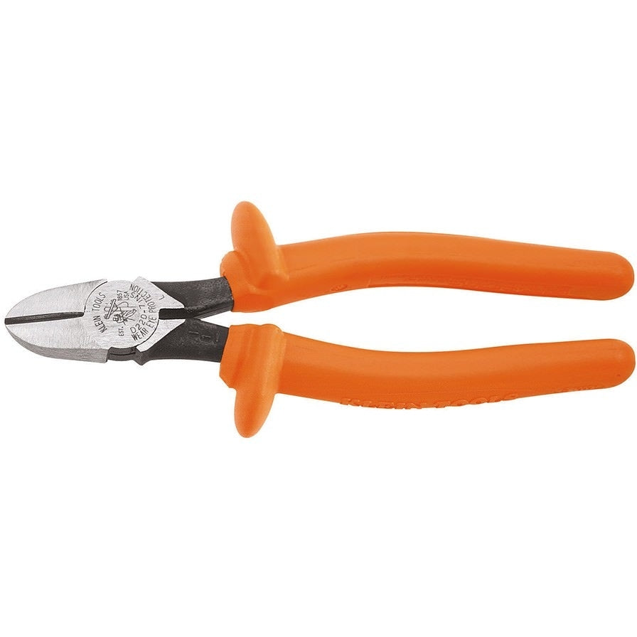 Klein D220-7-INS 7" Insulated Heavy-Duty Diagonal-Cutting Pliers - Tapered Nose