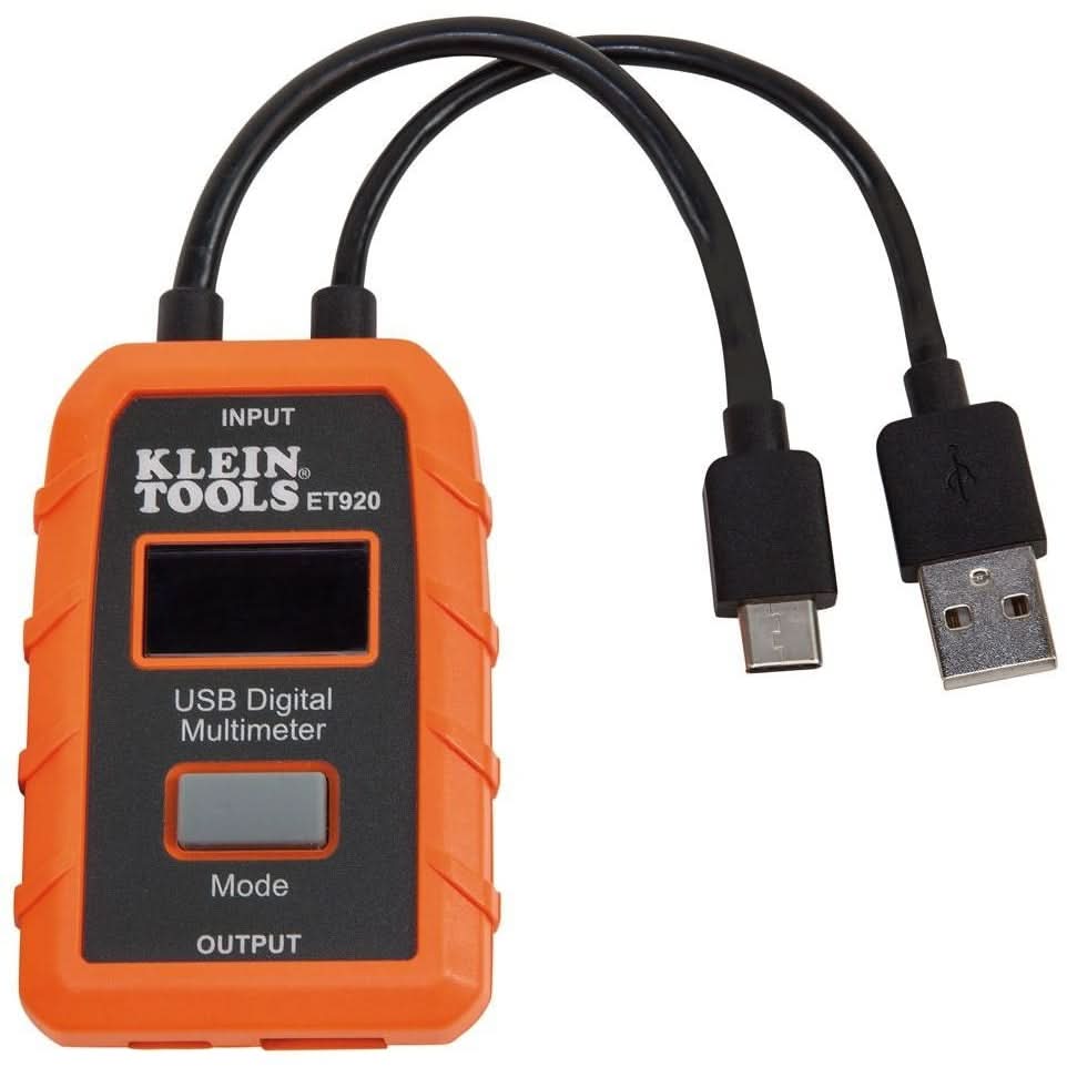 Klein ET920 USB Digital Meter, USB-A and USB-C