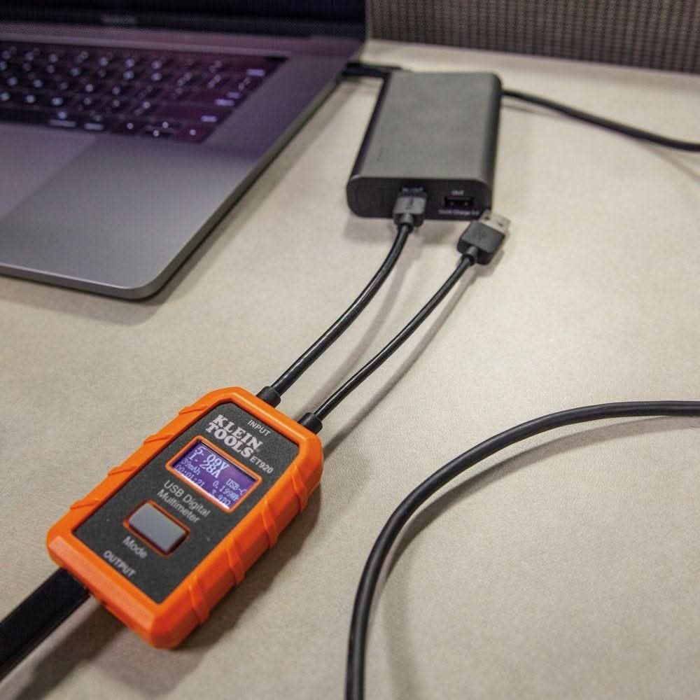 Klein ET920 USB Digital Meter, USB-A and USB-C