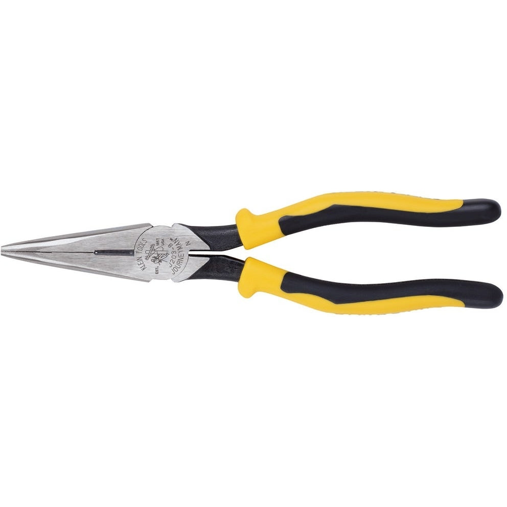 Klein J203-8 8" Journeyman Heavy-Duty Long-Nose Pliers  Side-Cutting