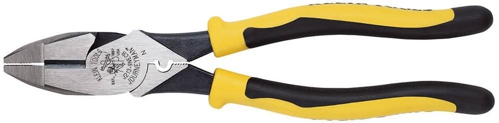 Klein J213-9NECR 9" Journeyman High-Leverage Side-Cutting Pliers - Connector Crimping