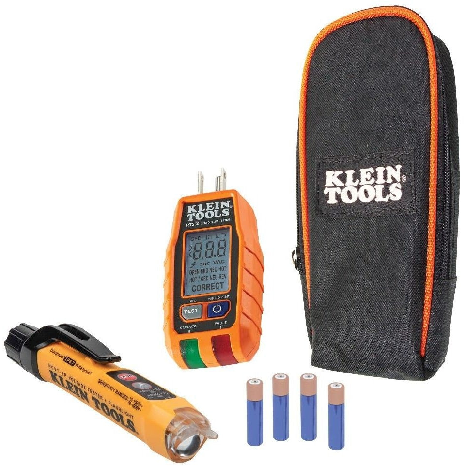 Klein RT250KIT Premium Non-Contact Voltage and GFCI Receptacle Electrical Test Kit