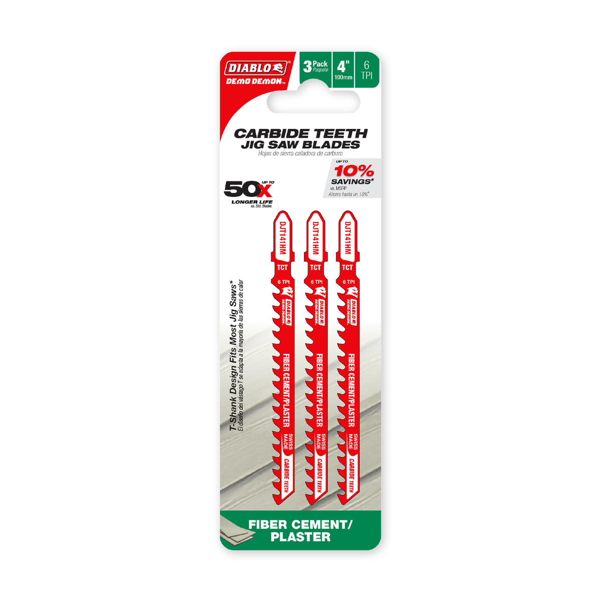 Diablo 4 in. 6 TPI Carbide Jig Saw Blade for Fiber Cement & Plaster (DJT141HM3) in retail packaging