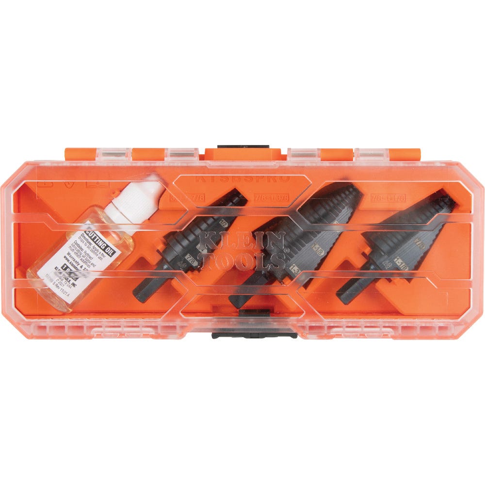 Klein Tools KTSBSPRO 3-Piece Premium Electrician's 3/8-in. Hex Step Bit Set