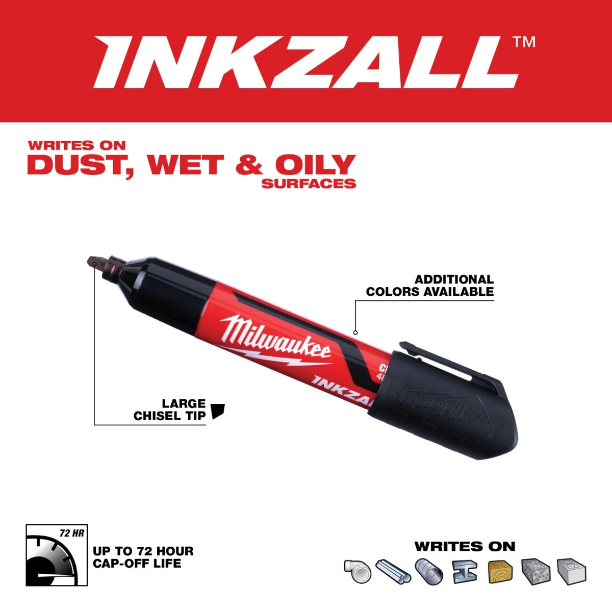 Milwaukee 48-22-3250 INKZALL 3-Piece Large Chisel Tip Black Marker