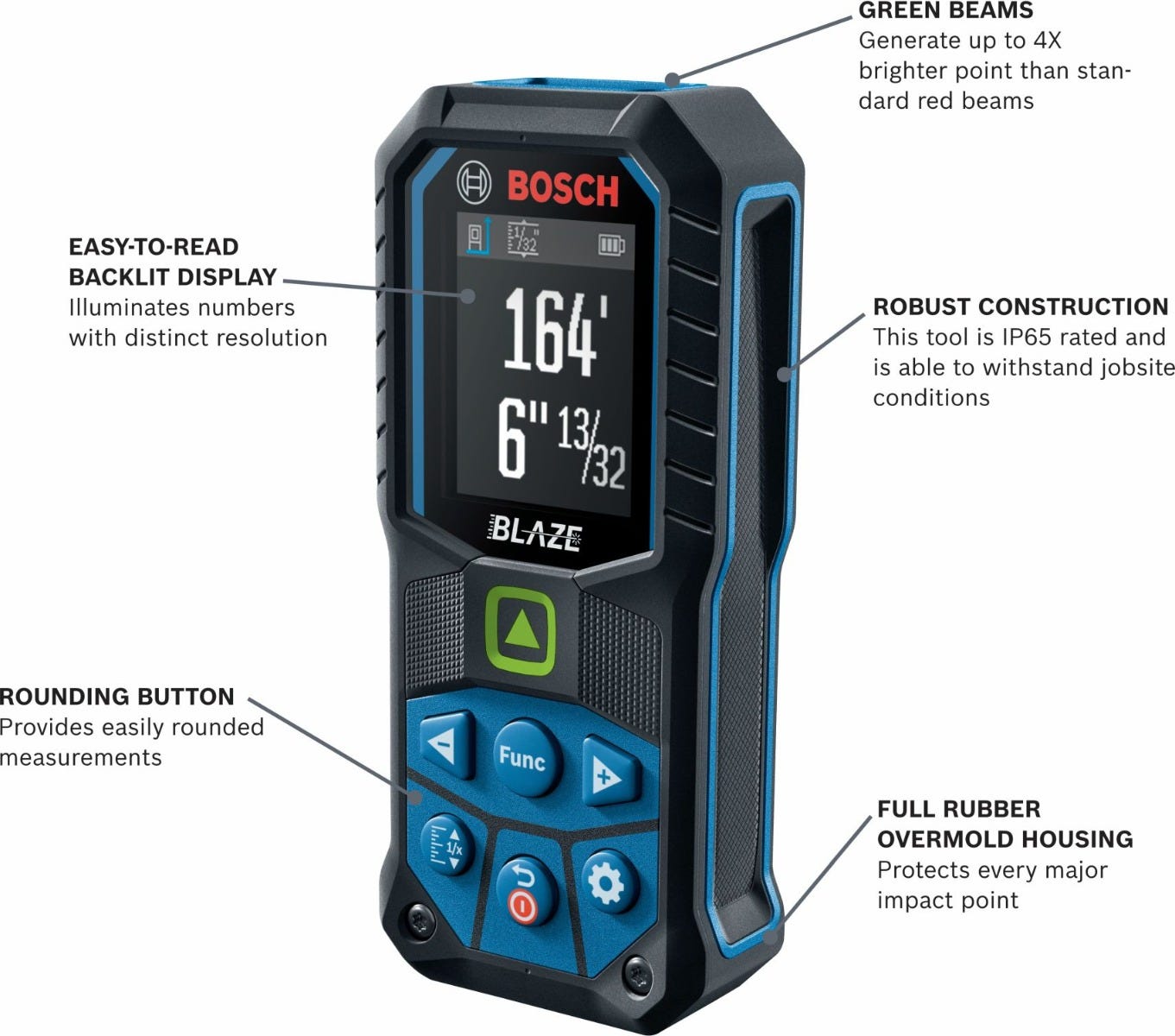 Bosch GLM165-25G BLAZE Green-Beam 165 Ft. Laser Measure