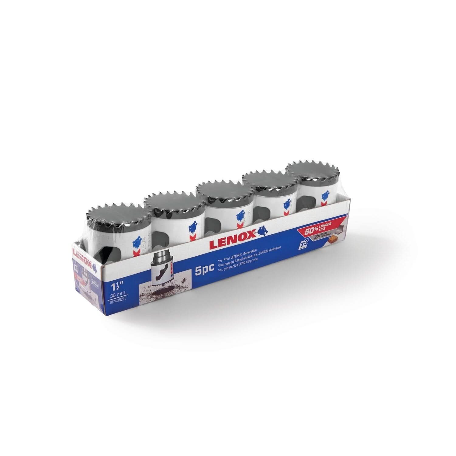 Lenox 10740B24L Tools Bi-Metal Speed Slot Hole Saw with T3, 1-1/2"-38MM, 5-Pack