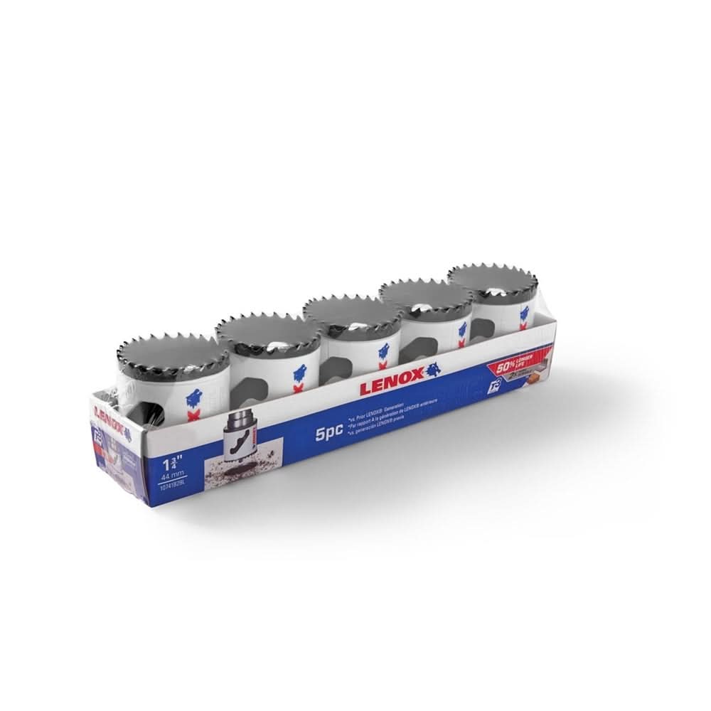 Lenox 10741B28L Tools Bi-Metal Speed Slot Hole Saw with T3, 1-3/4"-44MM, 5-Pack