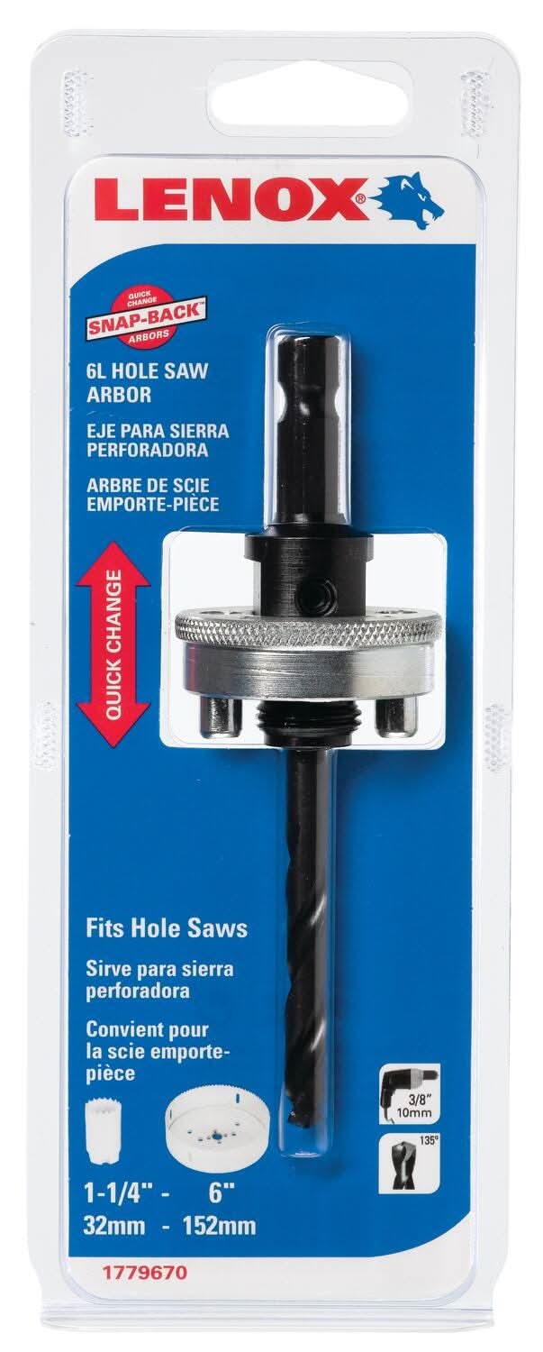 Lenox 1779670 SNAP-BACK 6L Hole Saw Arbor – Tool Nut