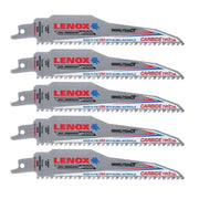 Lenox 1832162 Demolition Carbide Tooth Reciprocating Saw Blade, 6-Inch, 6 TPI, 5-Pack