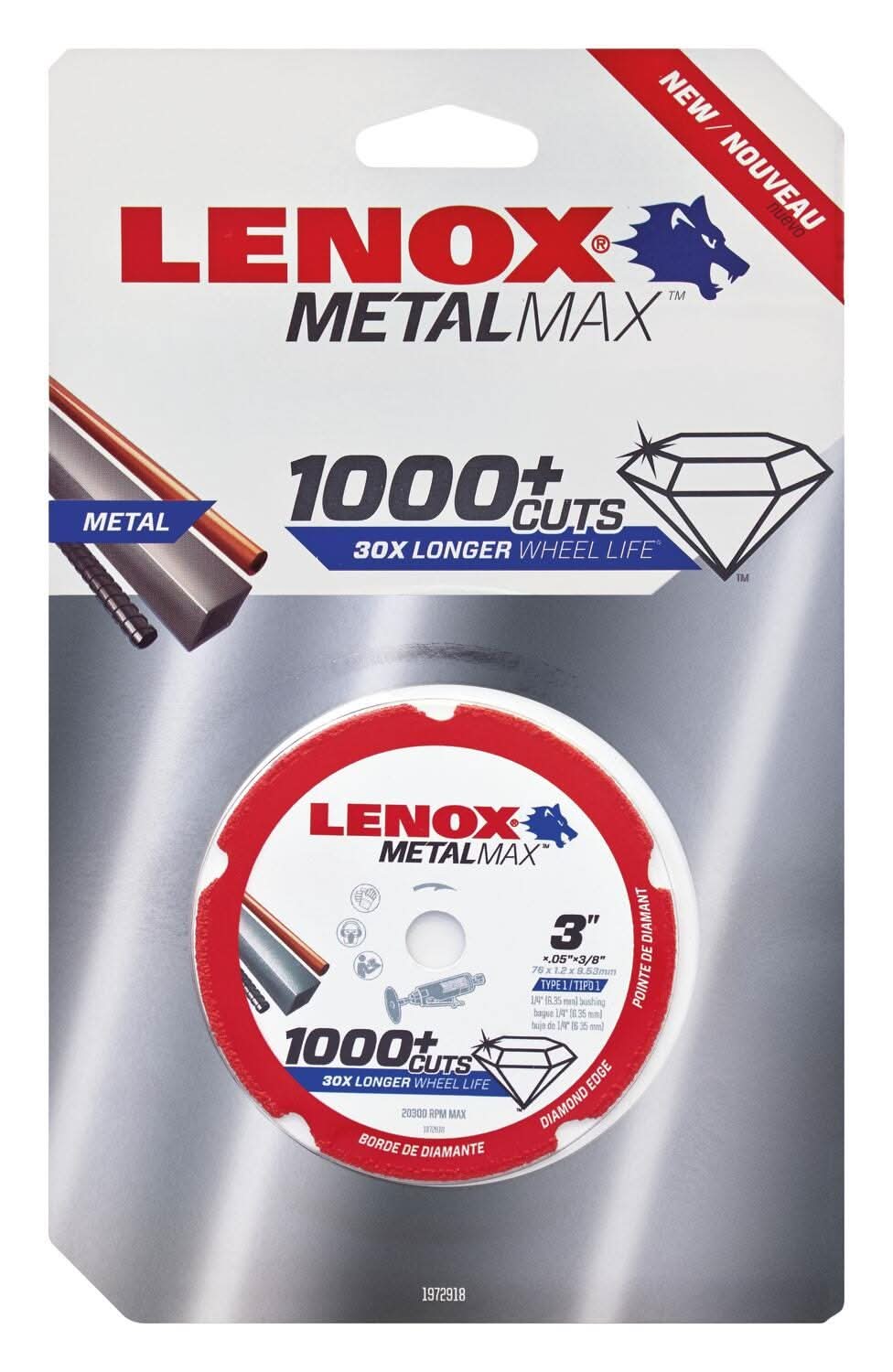 Lenox 1972918 METALMAX Diamond Edge Cutoff Wheel, 3" X 3/8"