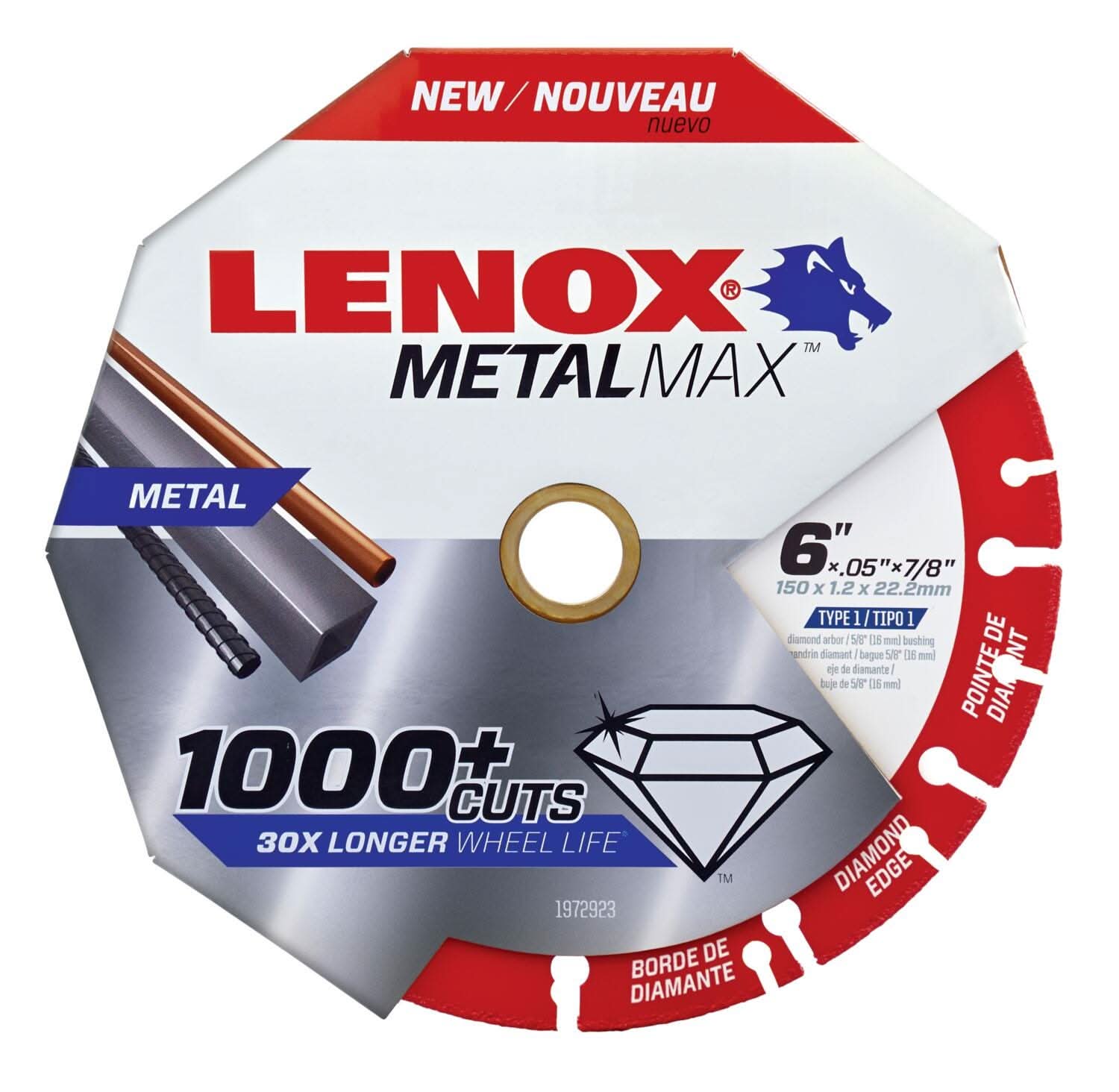 Lenox 1972923 METALMAX Diamond Edge Cutoff Wheel, 6" X 7/8"