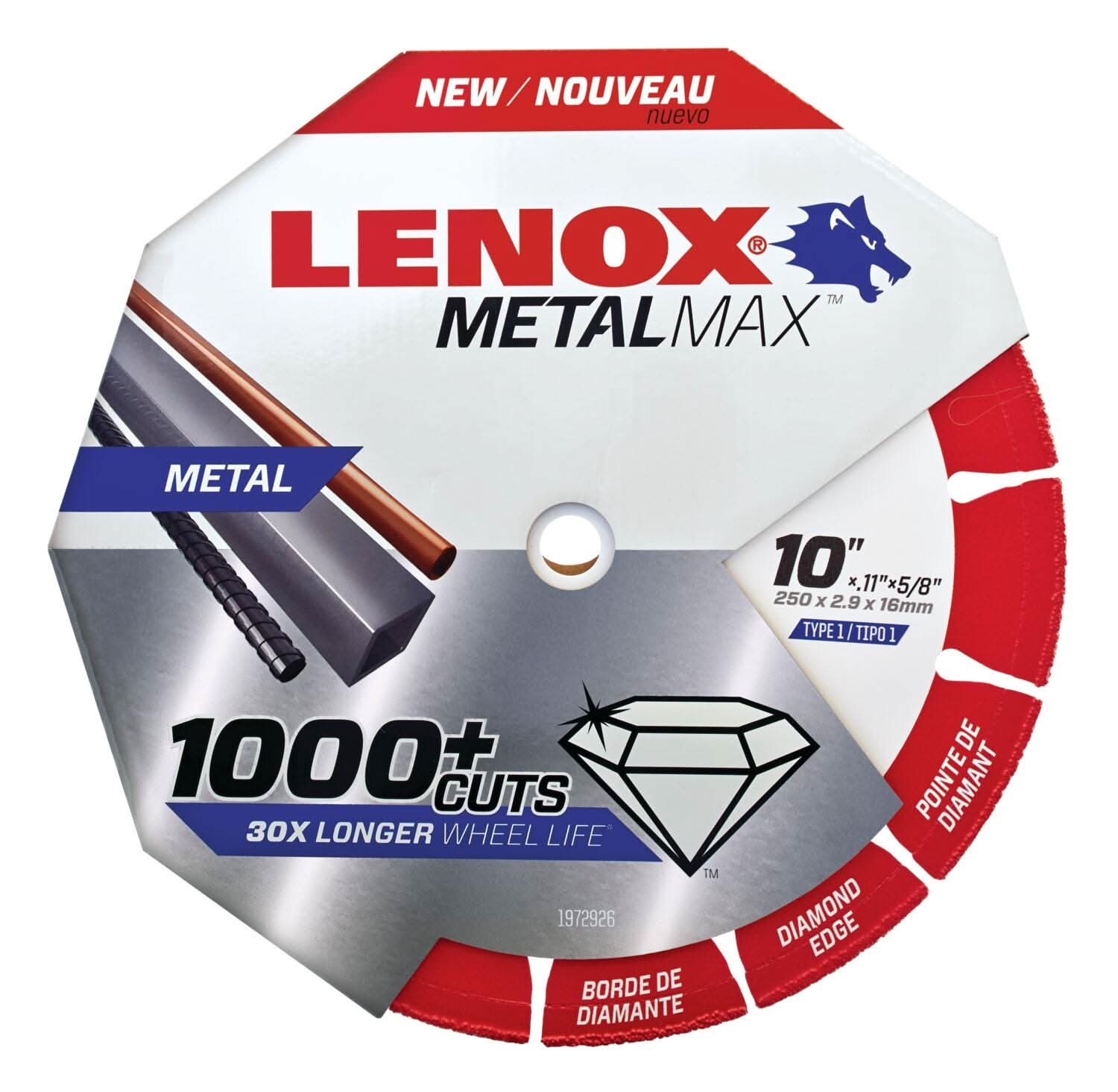 Lenox 1972926 METALMAX Diamond Edge Cutoff Wheel, 10" X 5/8"