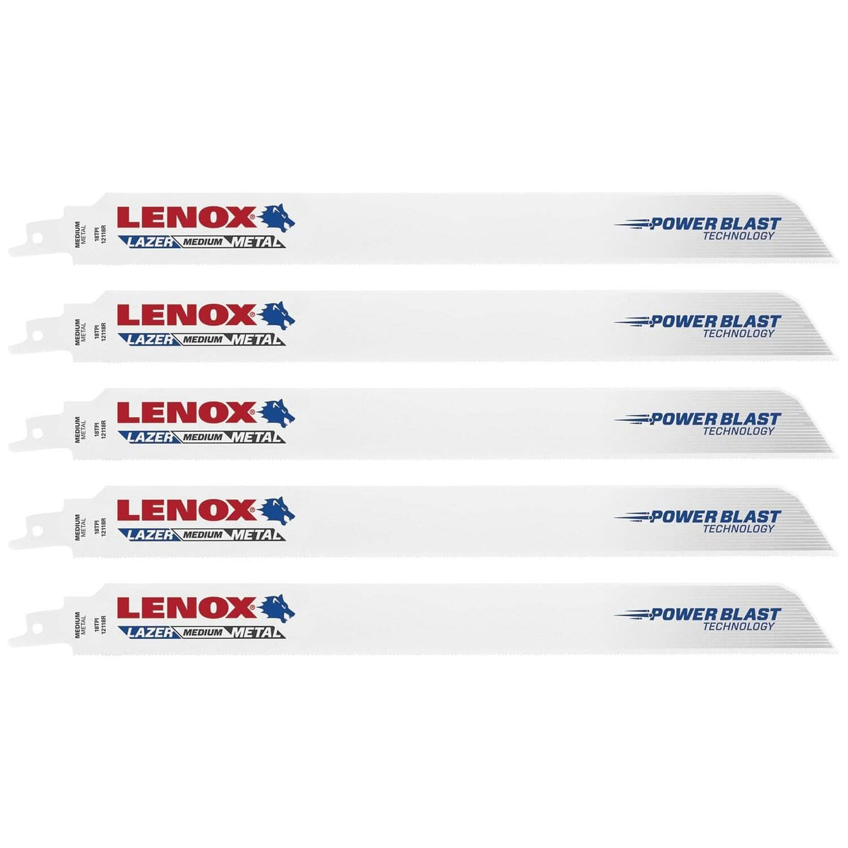 Lenox 2019012118R LAZER 12118R Bi-Metal Reciprocating Saw Blades, 12-inch, 18 TPI, 5-Pack