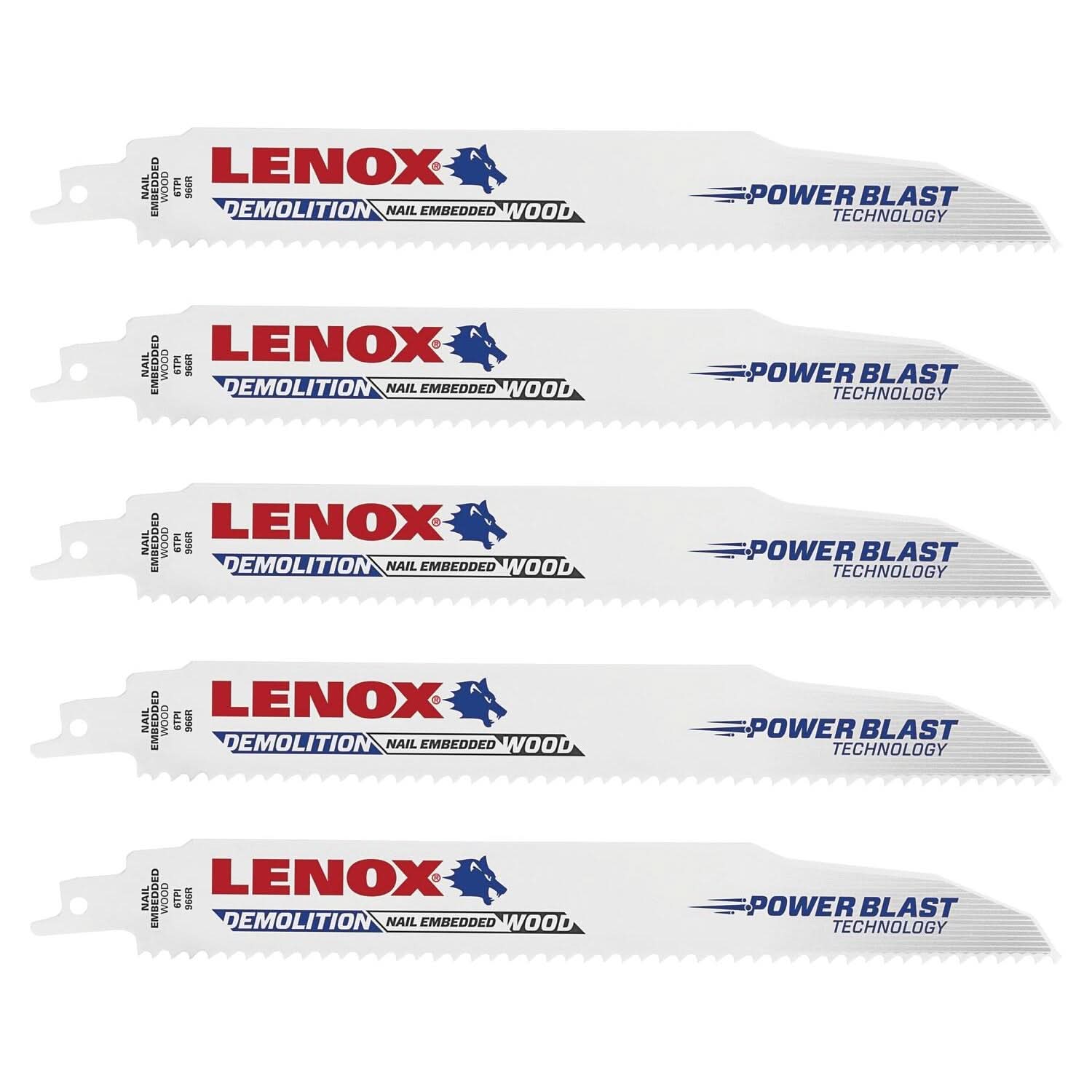 Lenox 20371966R5 Demolition 966R5 Bi-Metal Reciprocating Saw Blades, 9-inch, 6 TPI, 5-Pack