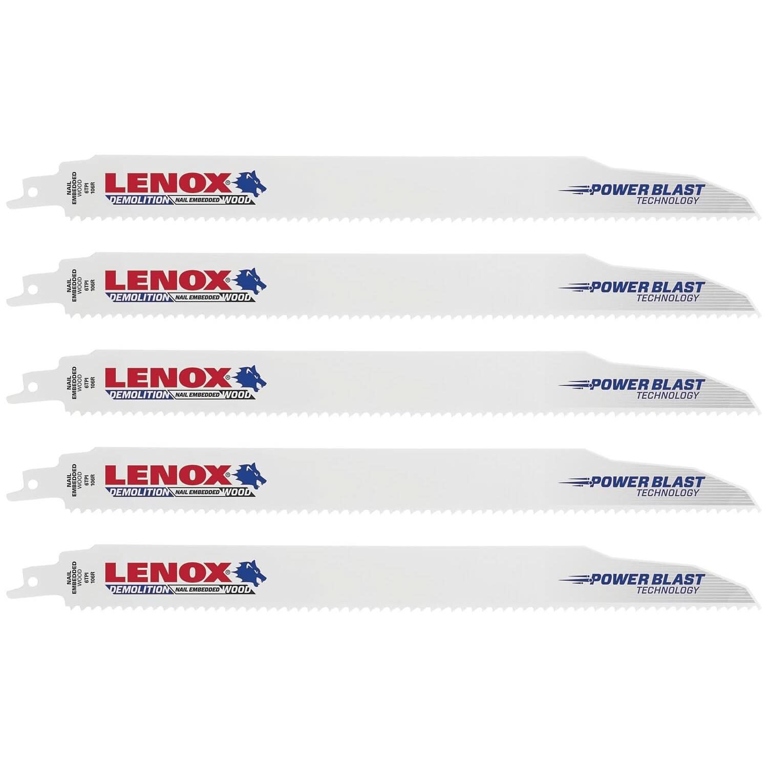 Lenox 20500106R Demolition 106R Bi-Metal Reciprocating Saw Blades, 12-inch, 6 TPI, 2-Pack