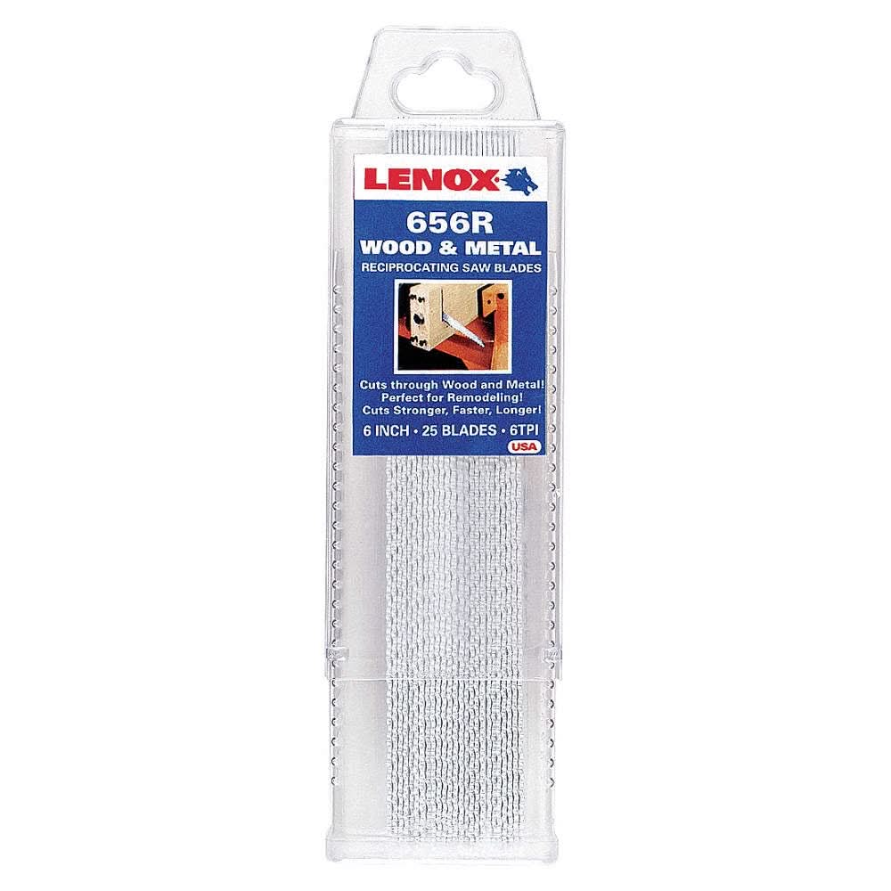 Lenox 20530B656R B656R Wood Bi-Metal Reciprocating Saw Blades, 6-inch, 6 TPI, 25-Pack