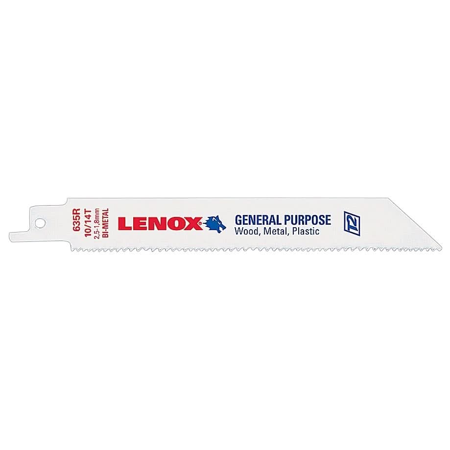 Lenox 20562610R 610R General Purpose Bi-Metal Reciprocating Saw Blades, 6-inch, 10 TPI, 5-Pack