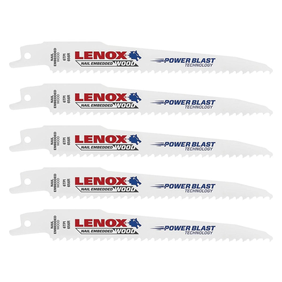 Lenox 20572656R 656R Wood Bi-Metal Reciprocating Saw Blades, 6-inch, 6 TPI, 5-Pack