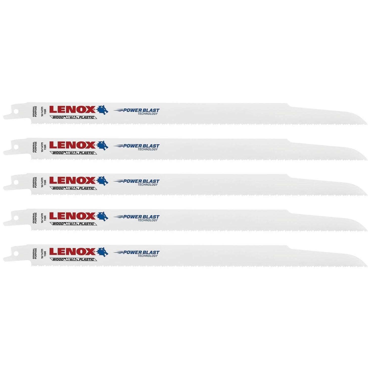 Lenox 20583110R 110R General Purpose Bi-Metal Reciprocating Saw Blades, 12-inch, 10/14 TPI, 5-Pack