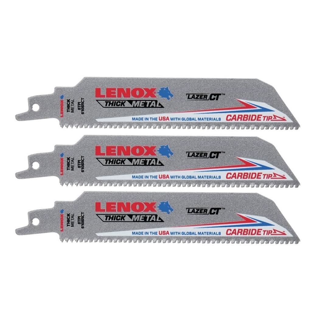 Lenox 2058828 6-Inch 8 TPI Carbide Tipped Reciprocating Saw Blades, 3-Pack
