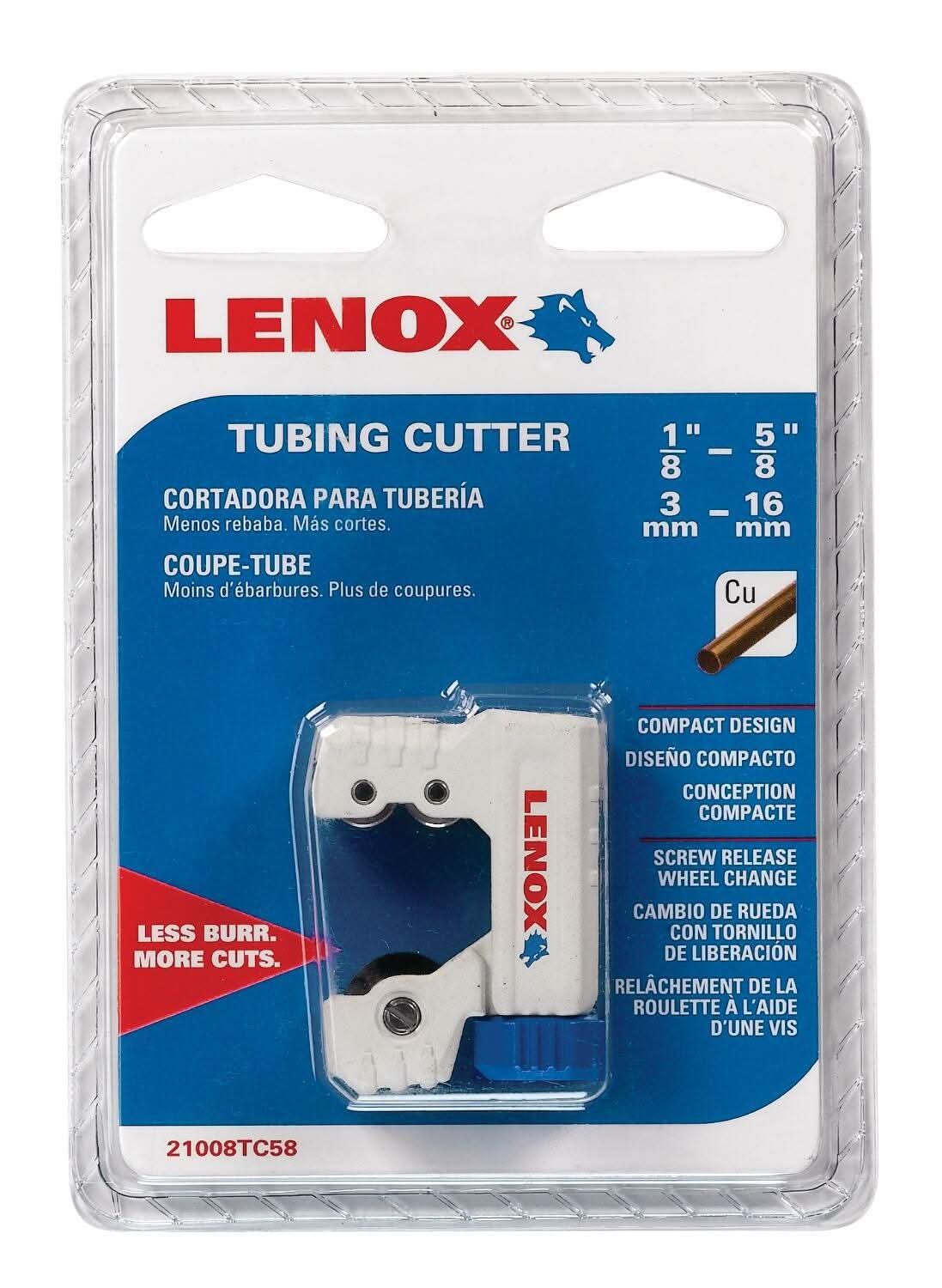 Lenox 21008TC58 Copper Tubing Cutter, 1 Wheel, Up to 5/8-inch