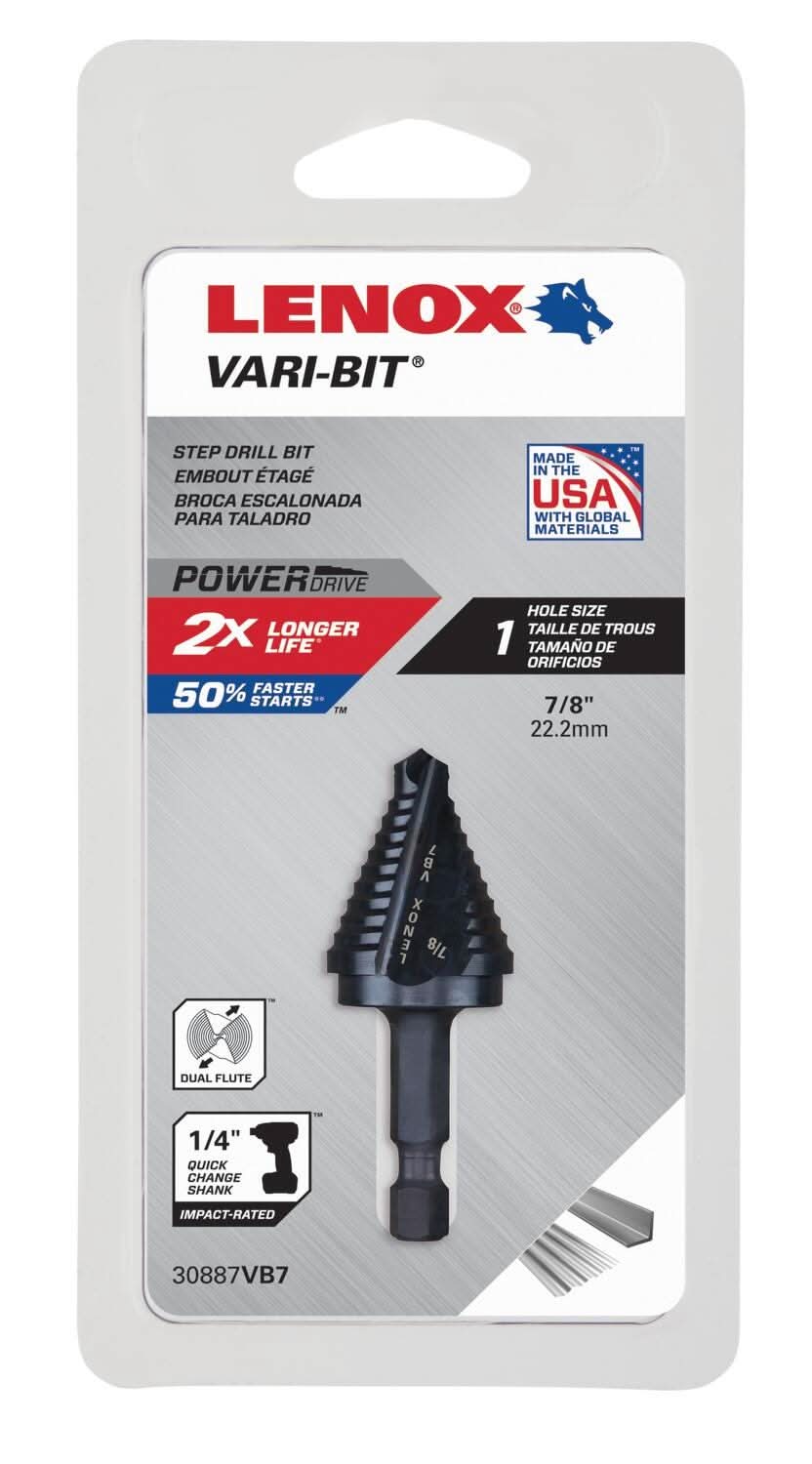 Lenox 30887VB7 Vari-Bit VB7 Step Drill Bits, 7/8-inch
