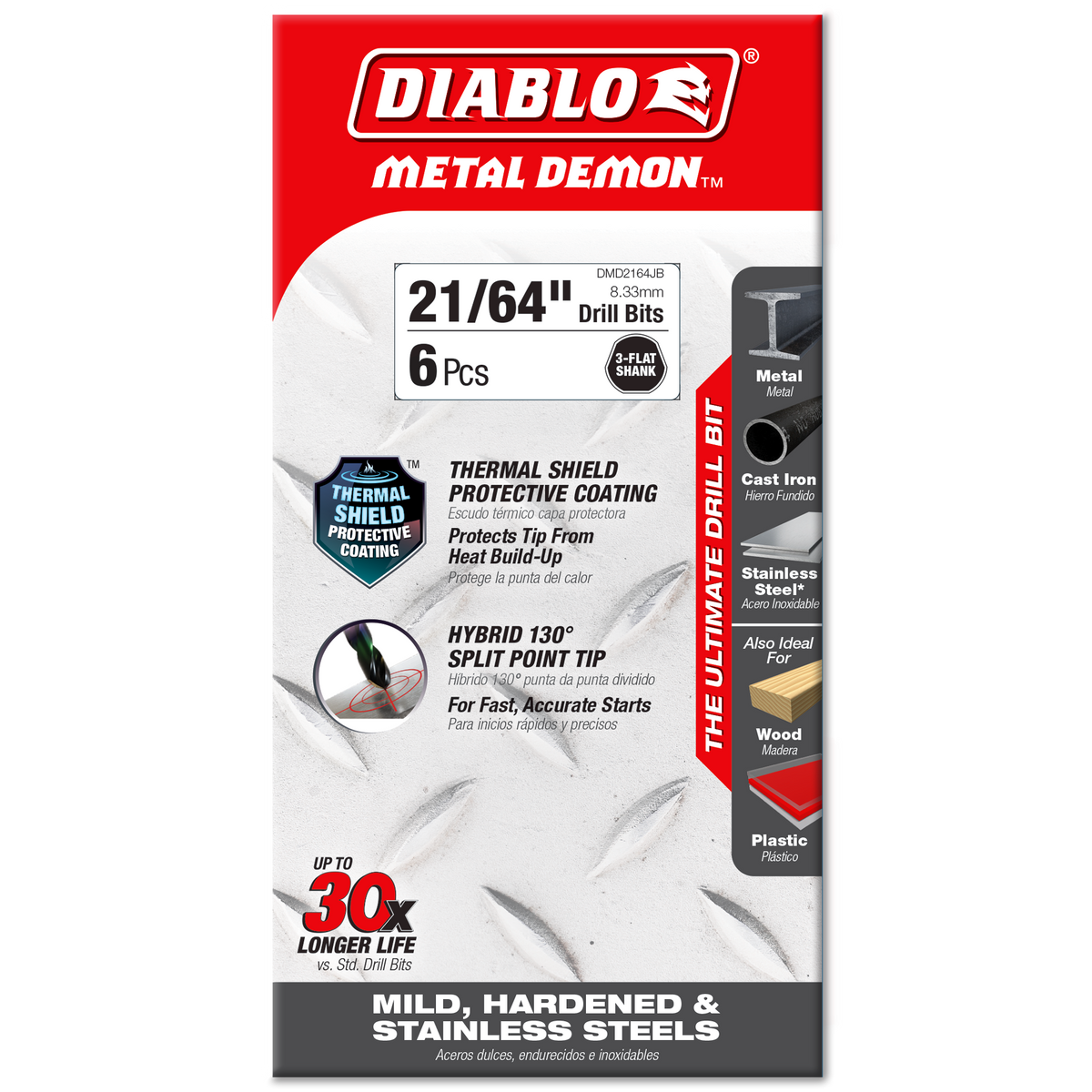 Diablo 21/64 in. Metal Demon Drill Bit for Mild, Hardened and Stainless Steels (DMD2164JB) in retail packaging