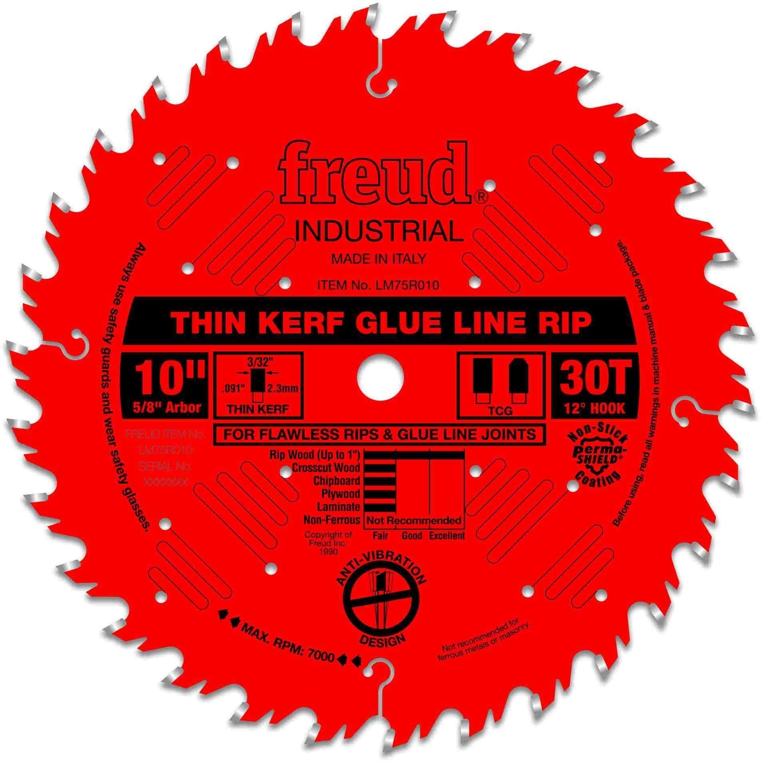 Freud LM75R010 10 in. Industrial Thin Kerf Glue Line Ripping Blade