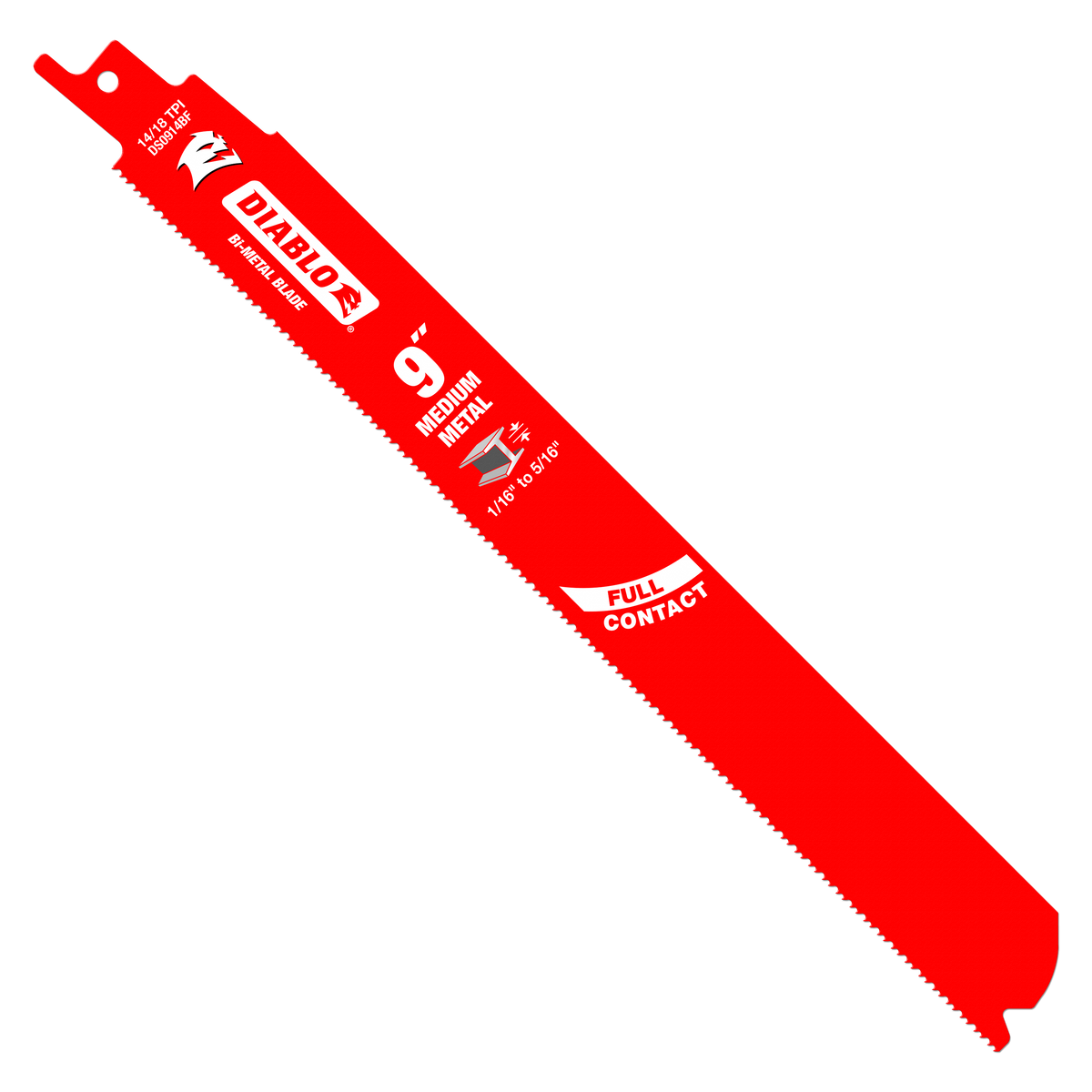Diablo DS0914BF 9-in. 14/18 TPI Bi-Metal Reciprocating Saw Blade for Medium Metal