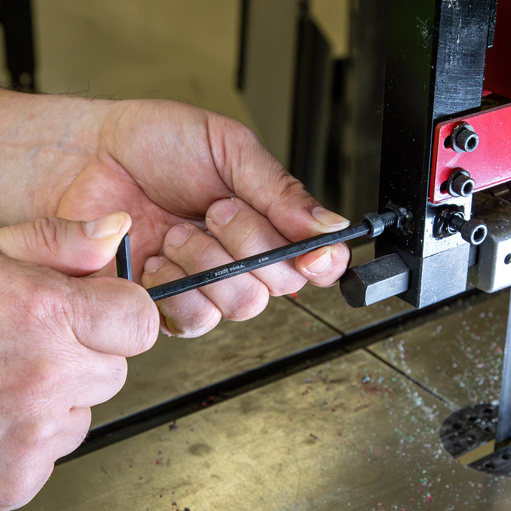 Klein LS10M long hex key reaching a recessed fastener