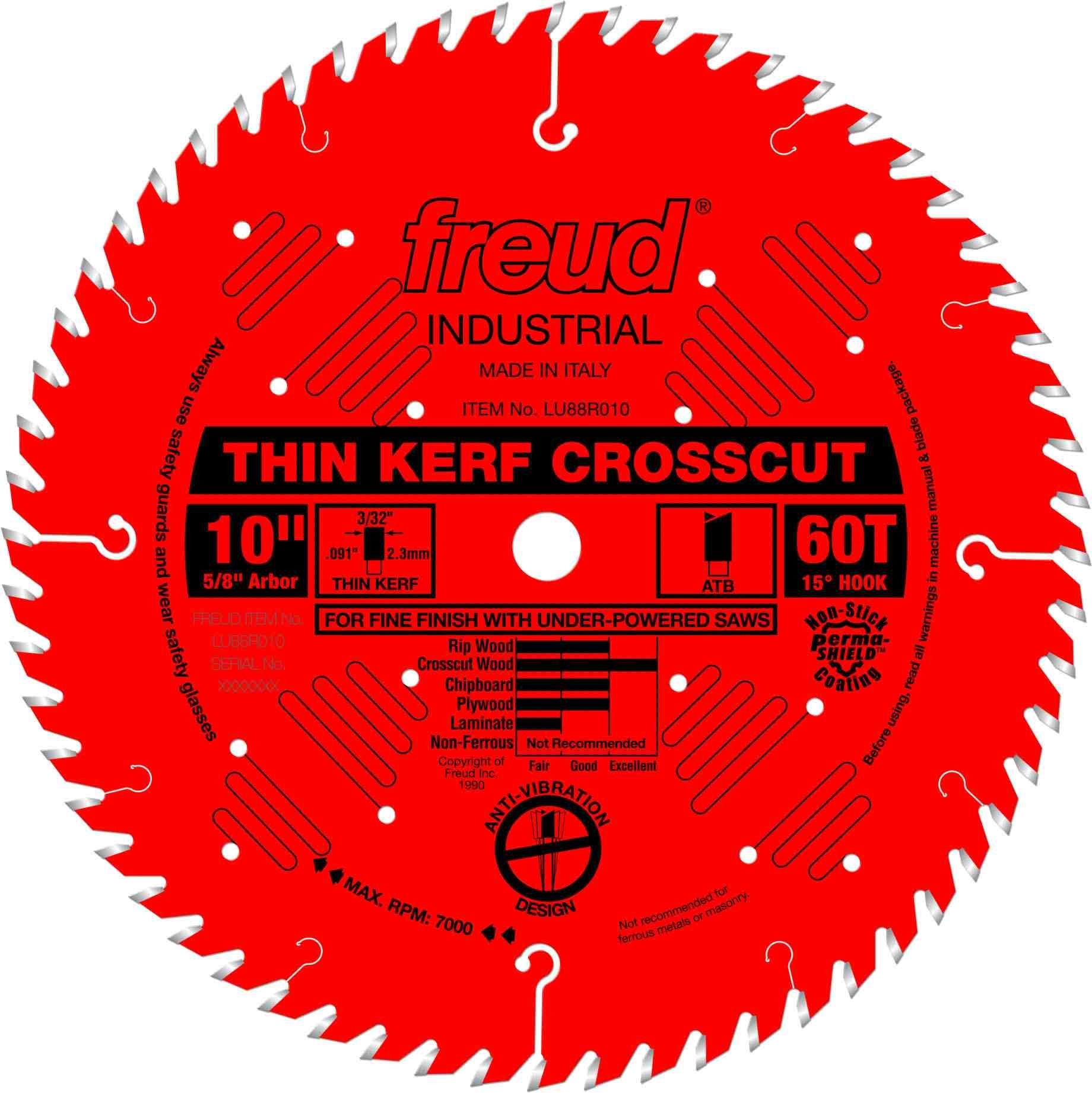 Freud LU88R010 10 in. Thin Kerf Fine Finish Crosscut Blade