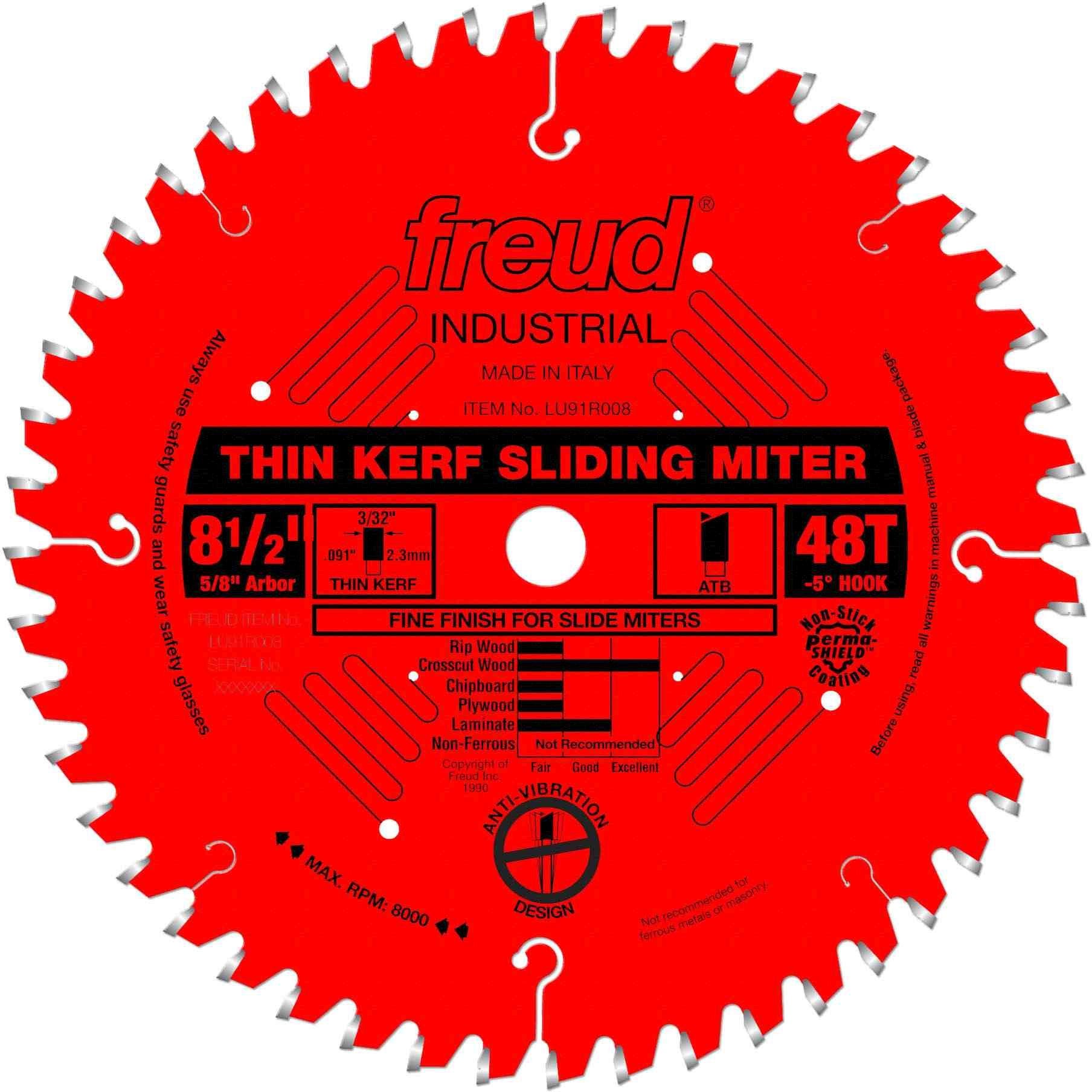 Freud LU91R008 8-1/2 in.Thin Kerf Sliding Compound Miter Saw Blade