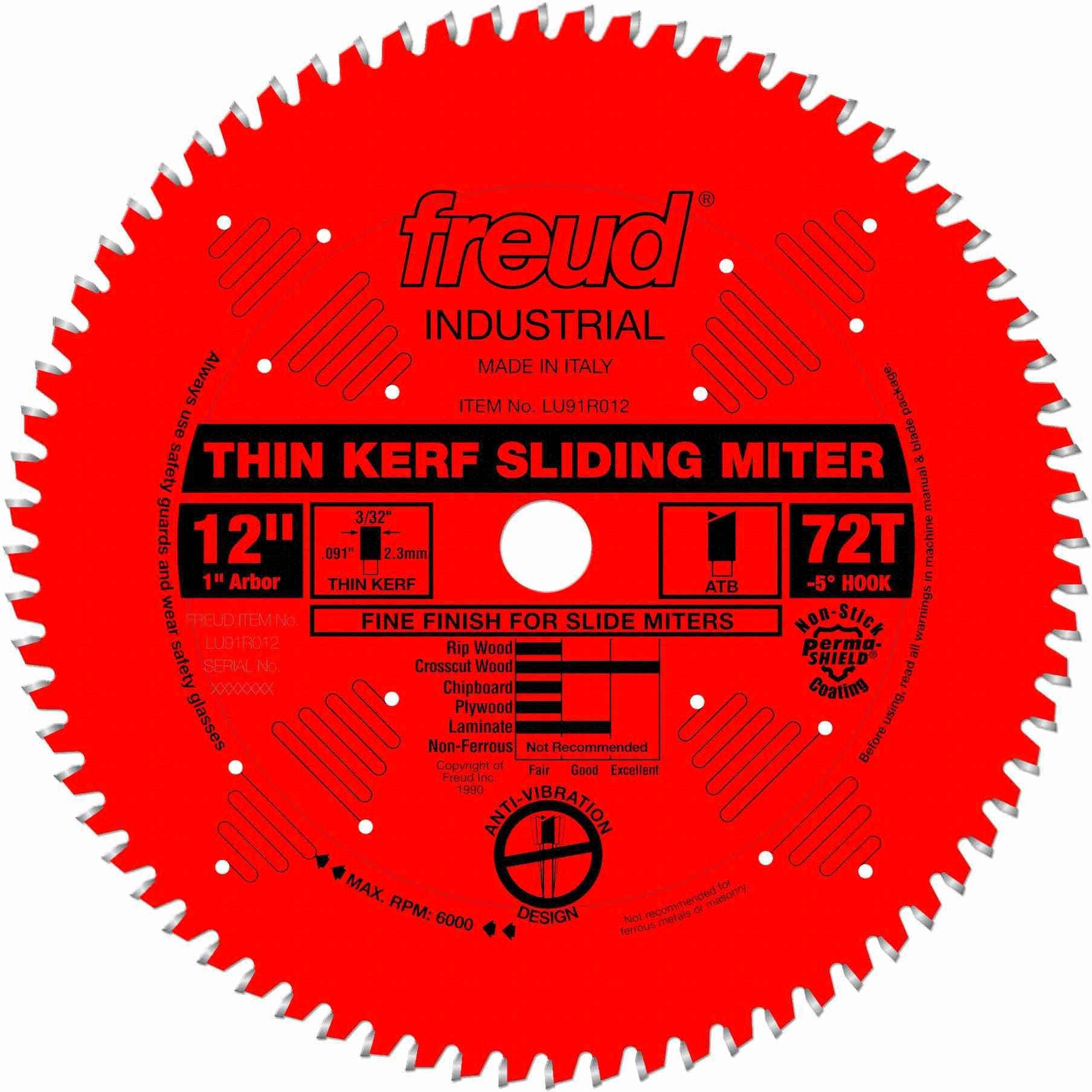 Freud LU91R012 12 in. Thin Kerf Sliding Compound Miter Saw Blade
