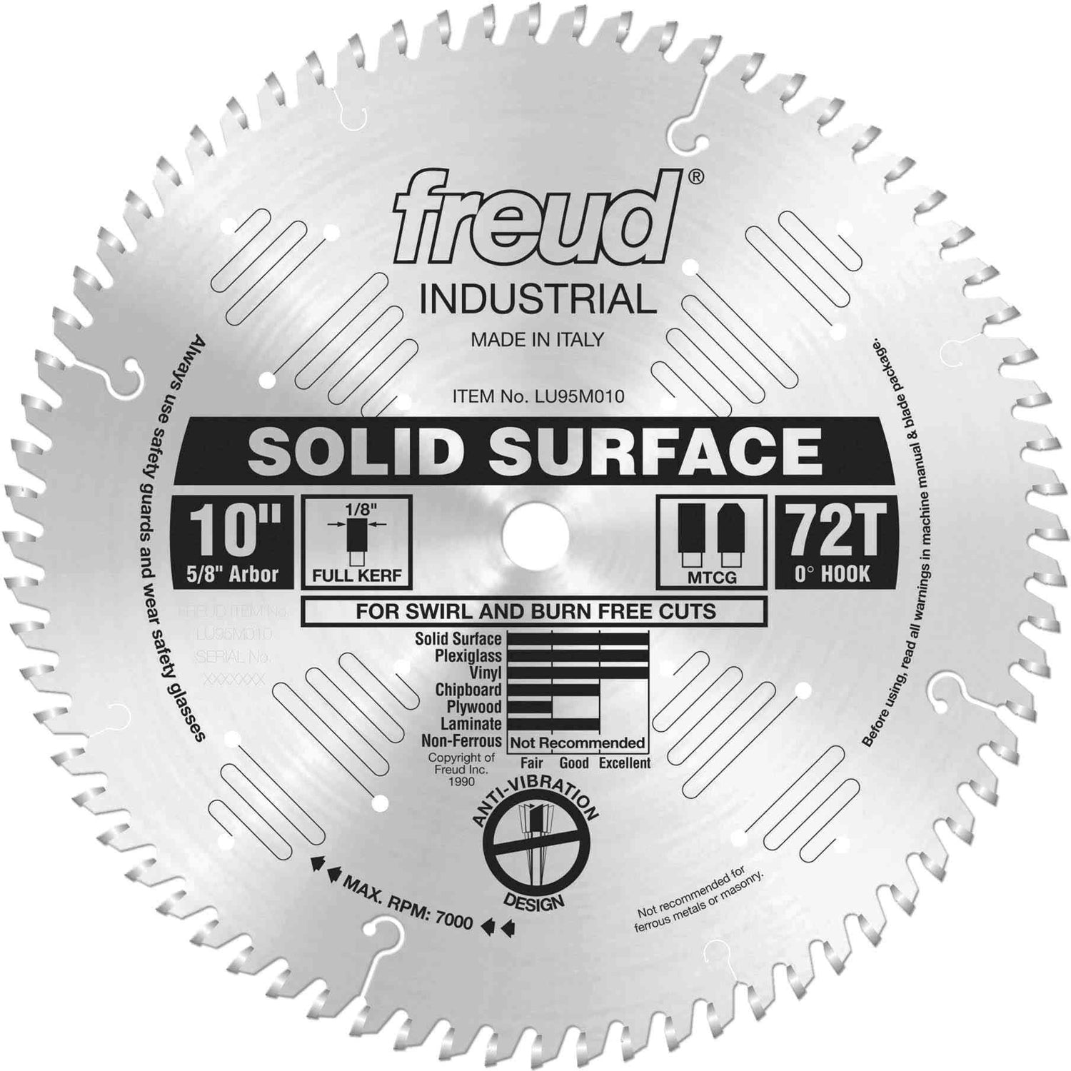 Freud LU95M010 10 in. Solid Surface Blade